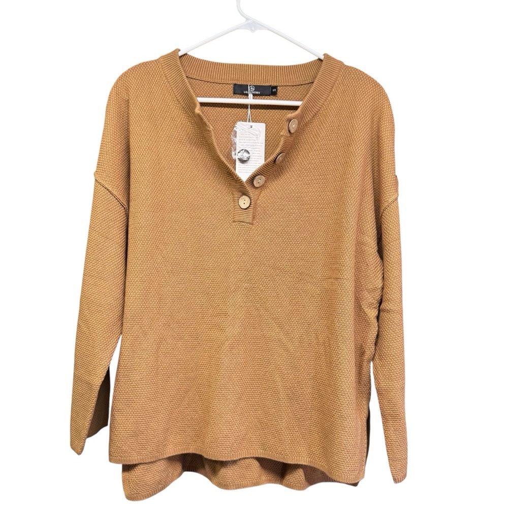 Slouchy Boho Sweater Waffle Knit Lillusory NWT Sz S Fall Winter Cozy Granola